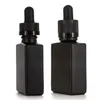 Factory 30ml Black Glass Dropper Bottle Square Shape 1OZ E liquid Bottles with Child Proof Tamper Evident Cap