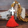 Womens Boheimian Fashion Long chain Wood Beads Tassel Necklace Butterfly Heart Star Cross Turquoise Stone Bead Jewelry