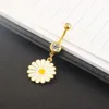 Sexy Gouden Bloem Dangle Belly Rings Chirurgische Stalen Navel Belly Button Ringen Oorbar Tragus Body Piercing Sieraden