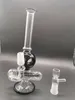 Mini Glass Bongs Oil Burner Water Bong Black Inline Perc Dab Rigs Ash Catcher Hookah med 14 kvinnliga skålar för rökning