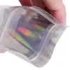 100 Parça Sıfırlanabilir Mylar Çanta Holografik Renk Birden Çok Boyutu Koku Geçirmez Çanta Temizle Zip Kilit Gıda Şeker Depolama Ambalaj Çanta D0502
