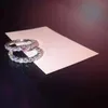 925 Silver Pave Ustawienie Pełne 4 mm symulowane diamentowe CZ Eternity Band zaręczyny Pierścienie Kamienne Ślubne rozmiar 5,6,8,9,10,11,12