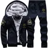 Winter Zipper Trainingsanzug Männer Hoodies Sportswear Herren Fleece Hoodie Trainingsanzüge Männlichen Casual Jacken + Hosen Track Anzug Mann Anzüge