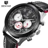 BENYAR Brand Sport Waterproof Chronograph Men Watch Top Brand Luxury Male Leather Quartz Military Wrist Watch Men Clock saat