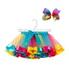 Vestido de tutú para niñas recién nacidas, faldas de encaje de malla de Color arcoíris de caramelo para niños + pasadores de lazo, 2 unids/set, vestidos de tutús de baile para niños a la moda, 20 colores