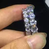 Vecalon moda anel de promessa corte redondo 4mm6mm diamante cz 925 prata esterlina noivado anéis de banda de casamento para mulheres homens jóias1785160