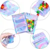 100 Stuks Hersluitbare Geur Proof Zakken Folie Pouch Zak Platte Laser Kleur Verpakking Zak Voor Party Favor Voedsel Opslag holografische Kleur