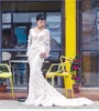 Elegant V Neck Mermaid Wedding Dresses Lace Appliques 3D Flowers Sweep Train Bridal Gowns Custom Made In China