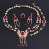 Frauen Schmuck Set Rot Grün Kristall Halskette Set Afrikanische Perlen Schmuck Set Für Hochzeit Gold Farbe Mode Schmuck Sets