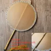 Handmade White Blank Decorative Hand Fans Chinese Craft Bamboo Handle DIY Round Fan Hand Painting Embroidery Mulberry Silk Fan