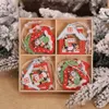 12 PCS Noel kar taneleri ahşap kolyeler boyalı kardan adam Noel Baba Asma Kerstoratie Noel Ağaç Pencere Kapıları Ahşap Süsler1