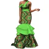 Afrikaanse jurken voor Vrouwen Batik Cire Imprimer Hors Épaule Lange Robe De Soirée Dame Élégante Sirène Avondjurk Maxi Jurk WY212