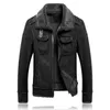 Plus Size 5XL Suede Jacket Men Thick Fur Lining Warm Lapel Zipper Solid Faux Leather Overcoat High Quality Casual Male Clothes