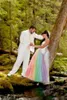 Romantic Outdoor Rainbow Wedding Dresses Strapless Satin Tulle Floor Length A Line Long Colorful Bridal Gowns Custom Made7504316