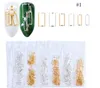 Nieuwe Salon Gemengde 3D DIY Holle Metalen Frame Nail Art Decoraties Goud Klinknagel Manicure Accessoires DIY Shell Slider Nail studs KD1