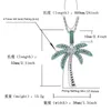 Iced Out Color Zircon Coconut Tree Hängsmycke Halsband Soild Back Gold Silver Plated Mens Hip Hop Smycken Gift
