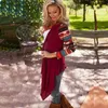 Kadın Hırka 2019 Sonbahar Uzun Kollu Örme Panço Kazak Ceket Kabile Baskı Asimetrik Hırka Ceket Dış Giyim Femme Çekin