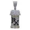 TOPGRILLZ Hip Hop Detachable Medicine Bottle Pendant Necklace Men's Jewelry Gold Silver Color Cubic Zircon Necklaces Gifts2690