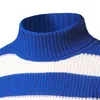 남성 스트라이프 터틀 넥 스웨터 블루 화이트 레드 블랙 클래식 패션 스웨터 겨울 캐주얼 풀오버 3XL1