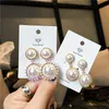 Vintage exaggerated classic elegant pearl pendant stud earrings for women girls fashion luxury designer silver post