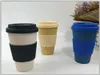 Tazza da viaggio in fibra di bambù Tazza da caffè ecologica riutilizzabile Tazza da bevanda in fibra di bambù con coperchio e manica in silicone