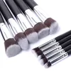 Synthetic Kabuki 10 pcs Makeup Brush Set Nylon Hair Wood Handle Cosmetics Foundation Blending Blush Makeup Tool Free Shipping