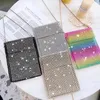 Universal Glitter Full Diamond Rainbow Crossbody Bag Shell Shinning Shoulder Lanyard Strap Handbag for iPhone Samsung Sony Huawei Oneplus