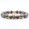 Designer Luxe Natuurlijke vulkanische rots Handgemaakte kralen Bracelet ingelegde zirkoon Kroon mode Braam armbanden sieraden vrouwen mannen heren armbanden