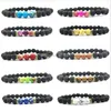 16 couleurs Chakras noir pierre de lave perles brin Bracelet diffuseur d'huile essentielle bracelets roche volcanique perlée élastique cordes à main bijoux