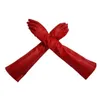 FashionPair of Stylish Red Solid Color Pu Leather Long Gloves For Women2622660