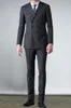 Grey Groom Tuxedos Double-Breasted Men Wedding Tuxedos Peak Lapel Slim Fit Kurtka Blazer Popularne Mężczyźni Kolacja / Darty Garnitur (Kurtka + Spodnie + Krawat) 136