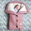 Chaud bébé sac de couchage enveloppe hiver enfant sac de nuit chancelière poussette tricoté sac de sommeil nouveau-né tricot laine emmaillotage couverture