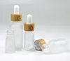 5 10 15ml 30ml 50ml Frosted clear Glass Dropper Bottles with Bamboo Cap 1oz Bamboos Essential Oil Bottle custom logo