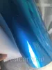 Metal Blue Gloss Candy Metallic Vinyl WRAP Lámina de envoltura para todo el automóvil Con burbujas de aire Pegamento de baja adherencia inicial Calidad 3M 1.52x20m / Rollo (5x65ft)
