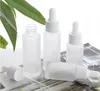 15ml 30ml Flacone contagocce in vetro trasparente smerigliato vuoto Bottiglia di vetro per siero di olio essenziale per occhi con contenitore cosmetico contagocce bianco SN574