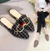 New Hot Women slippers Lazy women shoes Designer Metal buckle beach slippers Mules Princetown Classic slippers Size 35-40