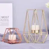 Modern Geometric Tealight Candle Holder Metallic Gold Hexagon Shaped Metal Decoration for Home Wedding Churches Restaurang Event