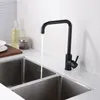 Promotion Solid 304 Rostfritt Stål Varmt och kallt kök Kranken Sink Mixer Tap med Aerator Sink kran Borstat nickel / svart