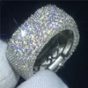 Handmade Hollow Finger Ring 925 sterling Silver Micro pave 450Pcs 5A cz Wedding Band Rings For Women Men Jewelry