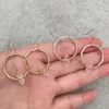 Herkimer Diamond Hoop Earrings أحجار كريمة كوارتز صغيرة في الذهب ارتفع الذهب الاسترليني فضة دورب أقراط مجوهرات