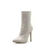 Venda quente-feminino botas de inverno Rhinestone brilhante decorativo lado zíper apontado 11.5cm alto salto alto botas moda confortável sapatos mulheres