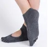 Kadın Yoga Çorap Anti-Slip Slip Beş Parmak Sırtsız Silikon Değil olmayan 5 Toe Socks Bale Spor Salonu Fitness Spor Pamuk Çorapları 6PAIR