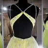 Желтые платья Quinceanera Sweet 15 Ball Clange Lace Tulle Beads Sequins Spaghetti Relds Backload Dubutante Prodss Vestidos de 15