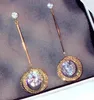 Wholesale-Super glittering ! fashion luxury designer zircon round circles long drop pendant dangle chandelier stud earrings for woman
