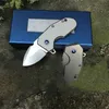 1Pcs Excellent Quality Ball Bearing Flipper Folding Knife M390 Stone Wash Blade TC4 Titanium Alloy Handle With Original Box Package