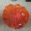 Fashion Red Glass Flower Plate Murano Lamps Arts Villa Hotel Art Decoration Wall Hanging Plates