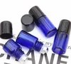 1 2 3ML Micro Roll-on Glass Mini azul cobalto garrafas de vidro com metal Rolo Balls recarregáveis ​​Magro Amostra Vial rolo Óleo Essencial On SN4424