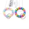 Chaveiros coloridos de mola espiral, bobina de pulso, tpu, elástico, pulseira, chaveiro para academia, piscina, crachá, homens, mulheres, moda, chaveiro h2219