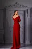 Eleganta aftonklänningar från axel långärmad promenad klänning främre split golvlängd röd mattan festklänning de marie