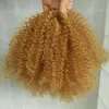 16inch 포니 테일 클립 헤어 익스텐션 Drawstring Afro Kinky Curly 휴먼 헤어 포니 테일 헤어 피스 Strawberry Blonde 27